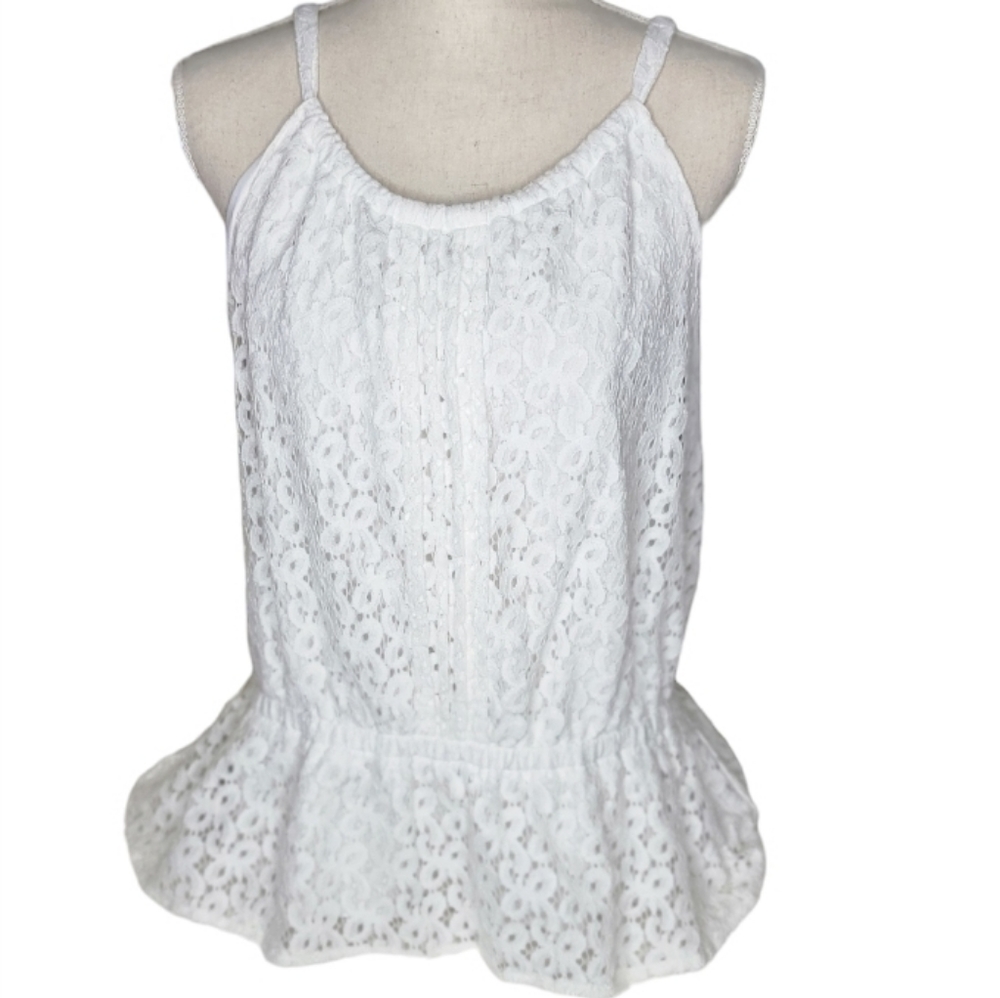 Nicole  by Nicole Miller white sleeveless blouse size XL Summer Spring lace *
